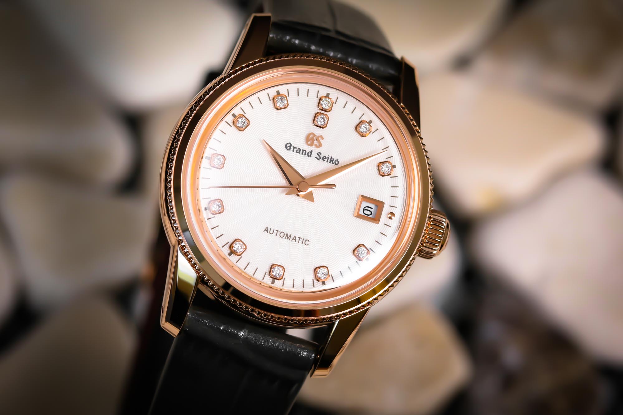 Grand Seiko STGK016 gold ladies' wristwatch on leather strap